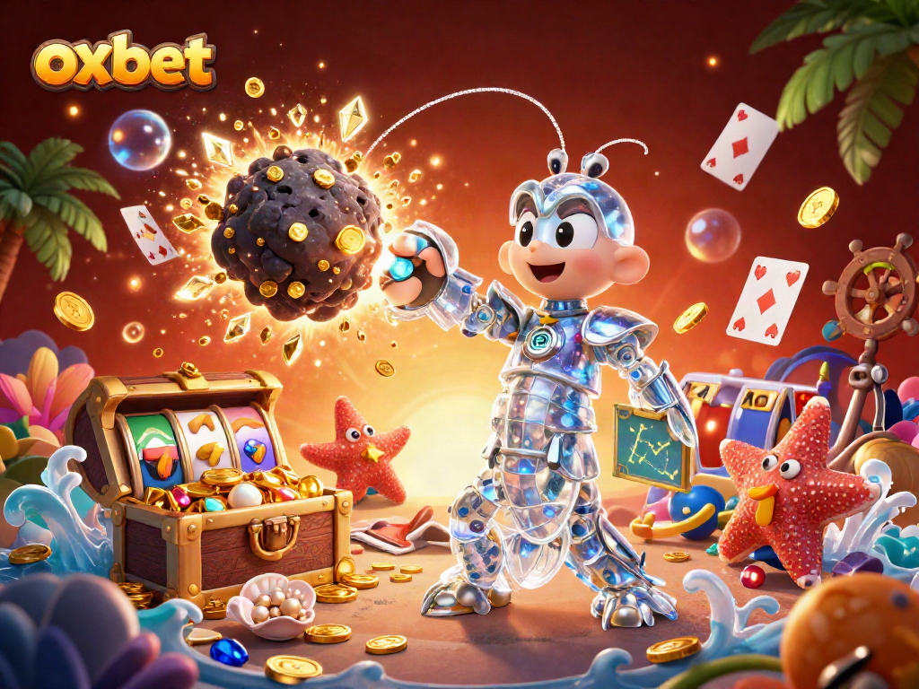 Experience thrilling gameplay at OXBET with a vibrant illustration of winning moments filled with gold coins and exciting elements.