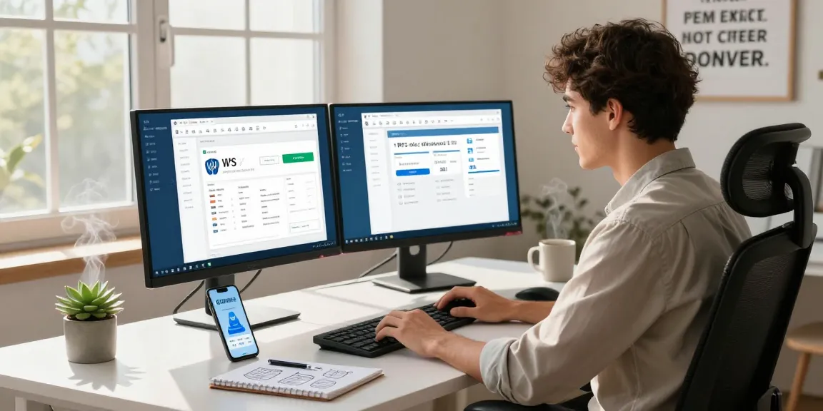 Download WPS Office with a streamlined setup in a cozy modern home office setting influencing productivity and focus.